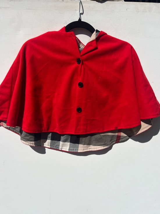 Burberry Other - Burberry poncho kids girls wool XL extra large plaid nova check red